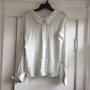 Promesa White Blouse with Black Stripes